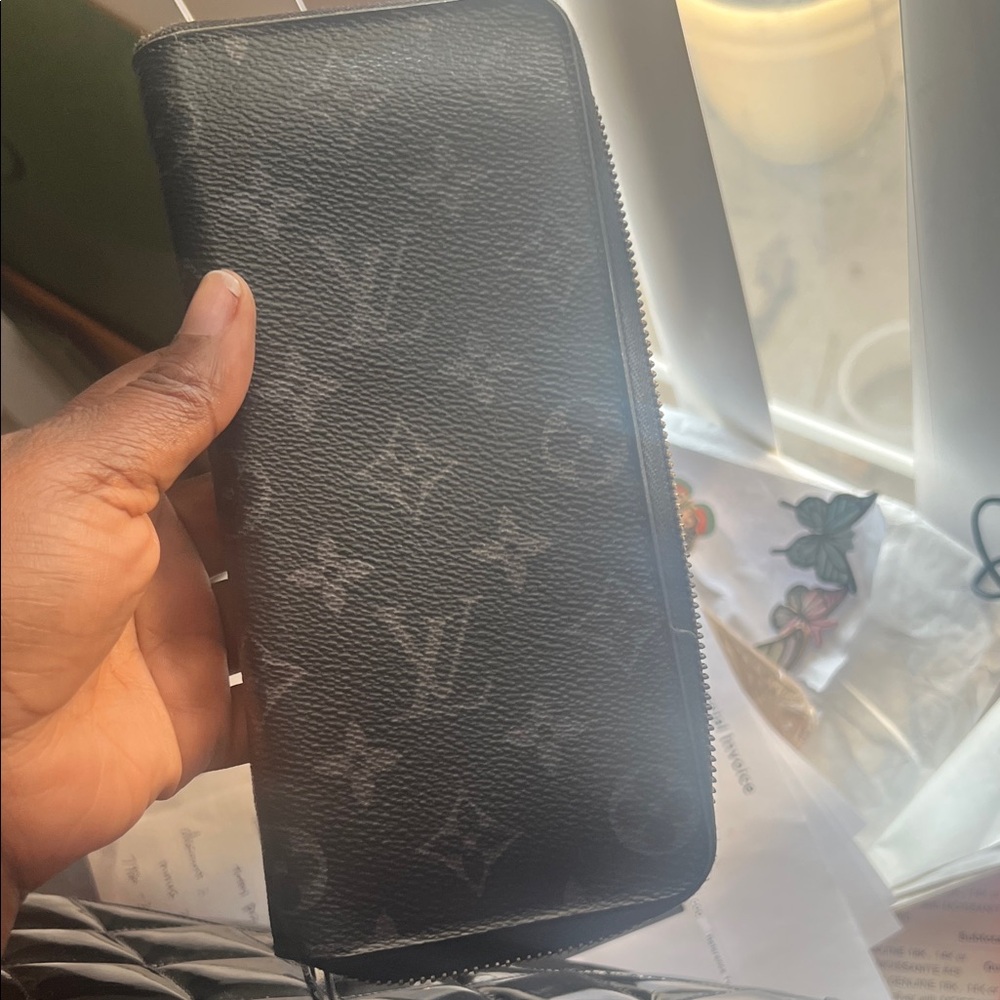 Louis Vuitton Black Monogram Zipper Wallet